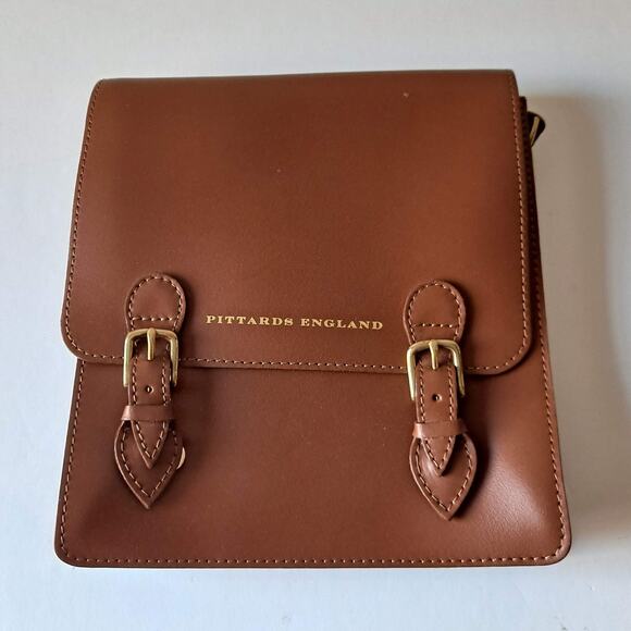 Pittards England College Satchel North South Crossbody Bag in Tan Brown Leather - Picture 4 of 16